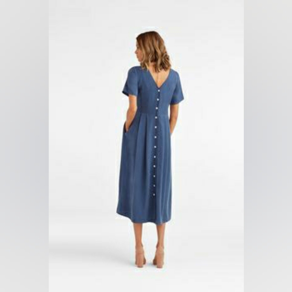 Vetta Button-up Midi Dress, Color "Washed Navy", Sixe XL - Picture 3 of 11